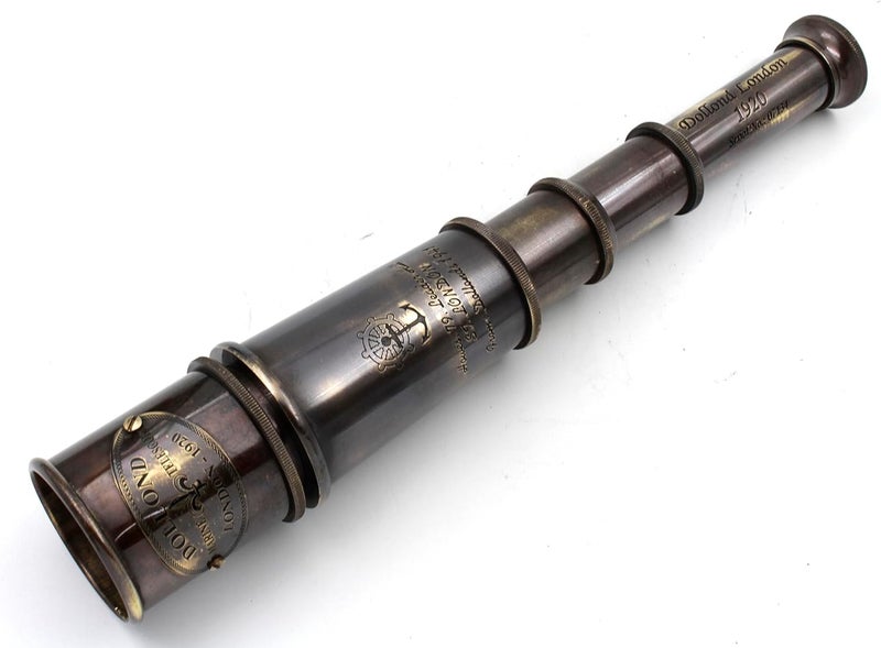 OCEAN REPLICAS 1920 Brass Maritime Vintage Telescope – Handheld Pirate Spyglass with Authentic Pure Leather Case – Nautical Monocular for Collectors, Hiking, Gift Décor – 15” Expandable - Image 4
